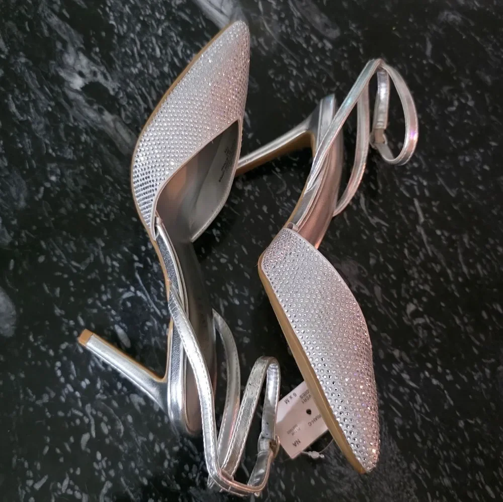 BRAND NEW NINE WEST POINTED TOE RHINESTONE HEELS SANDAL
